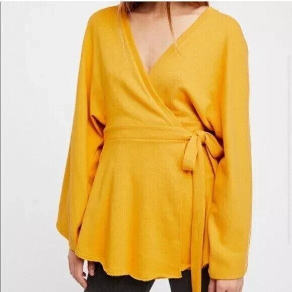 Free People Beach Neptune Square Tunic in Sun Size XS Terry Cloth Wrap Yellow - Picture 1 of 11